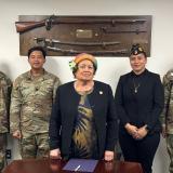 Historic backdrop while visiting Toa o Samoa at Fort Moore