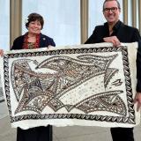 This beautiful siapo mamanu by Master Tufuga Su'a Wilson Fitiao will hang in American Samoa's congressional office