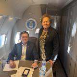 Congresswoman Amata with Speaker of the House Mike Johnson on a CODEL flight Jan 24 2026