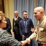 Congresswoman Amata greeting Commandant of the Marine Corps Gen David Berger
