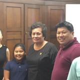 In this file photo, a younger Victor Chen (right) and the Chen family with Congresswoman Amata at the congressional office