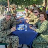 Speaking with troops