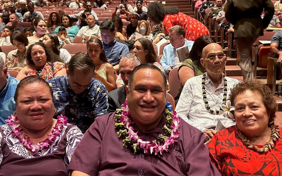Congresswoman Amata with proud parents Attorney General Fainu'ulelei and Rosita Alailima-Utu and the audience