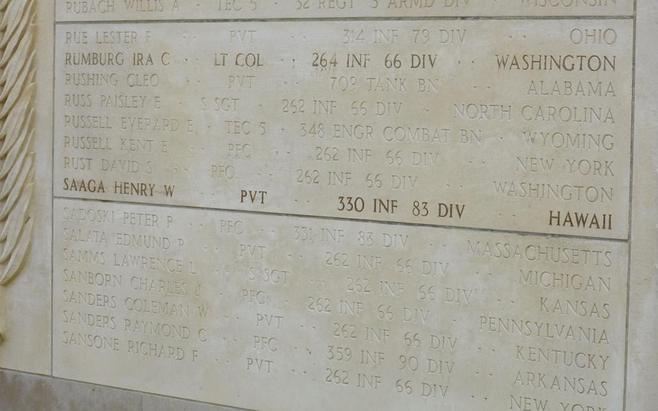 Henry Saaga's name enshrined on the Memorial
