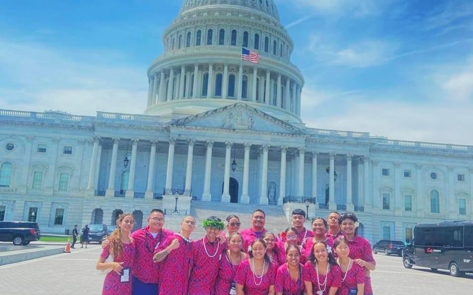 Students at the Capitol on a sunny DC day