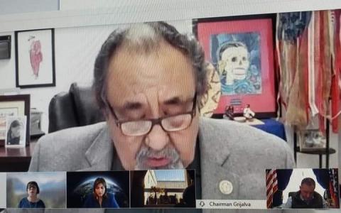 Chairman Grijalva in a remote hearing with Congresswoman Amata and other Members of Congress