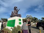 At the Coastwatchers Memorial in Honiara - Uifa’atali Peter T. Coleman served in Solomon Islands during World War II aboard a ship assigned to the Army placing and supporting these Coastwatchers