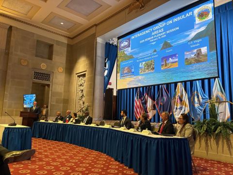 Representatives and Governors during IGIA with Secretary Burgum speaking