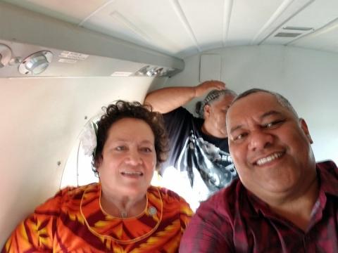 Congresswoman Aumua and Lt Governor Lemanu on a recent flight to Manu'a
