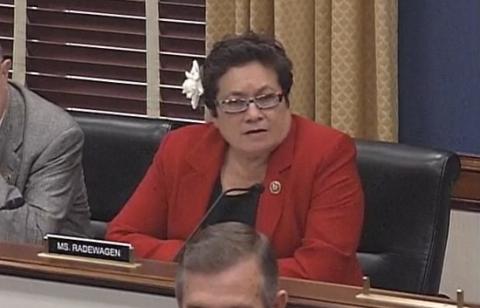 Congresswoman Aumua Amata engages Cynthia Kay during the House Small Business Committee  hearing on entrepreneurship, regarding her participation in SBA programs 