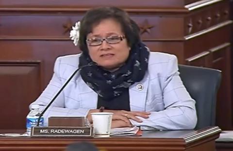 Congresswoman Amata addresses American Legion Commander, Michael Helm during Wednesday’s Joint Congressional Hearing