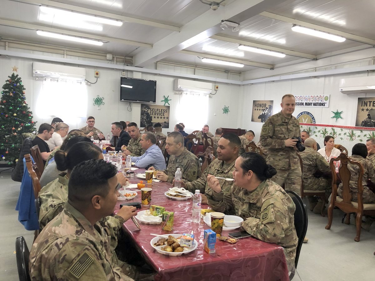 Troops at mealtime during holidays