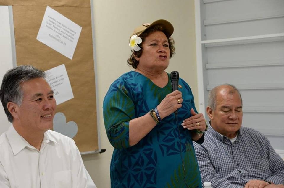 Amata taking questions from Veterans with Chairman Mark Takano and Congressman Kilili Sablan