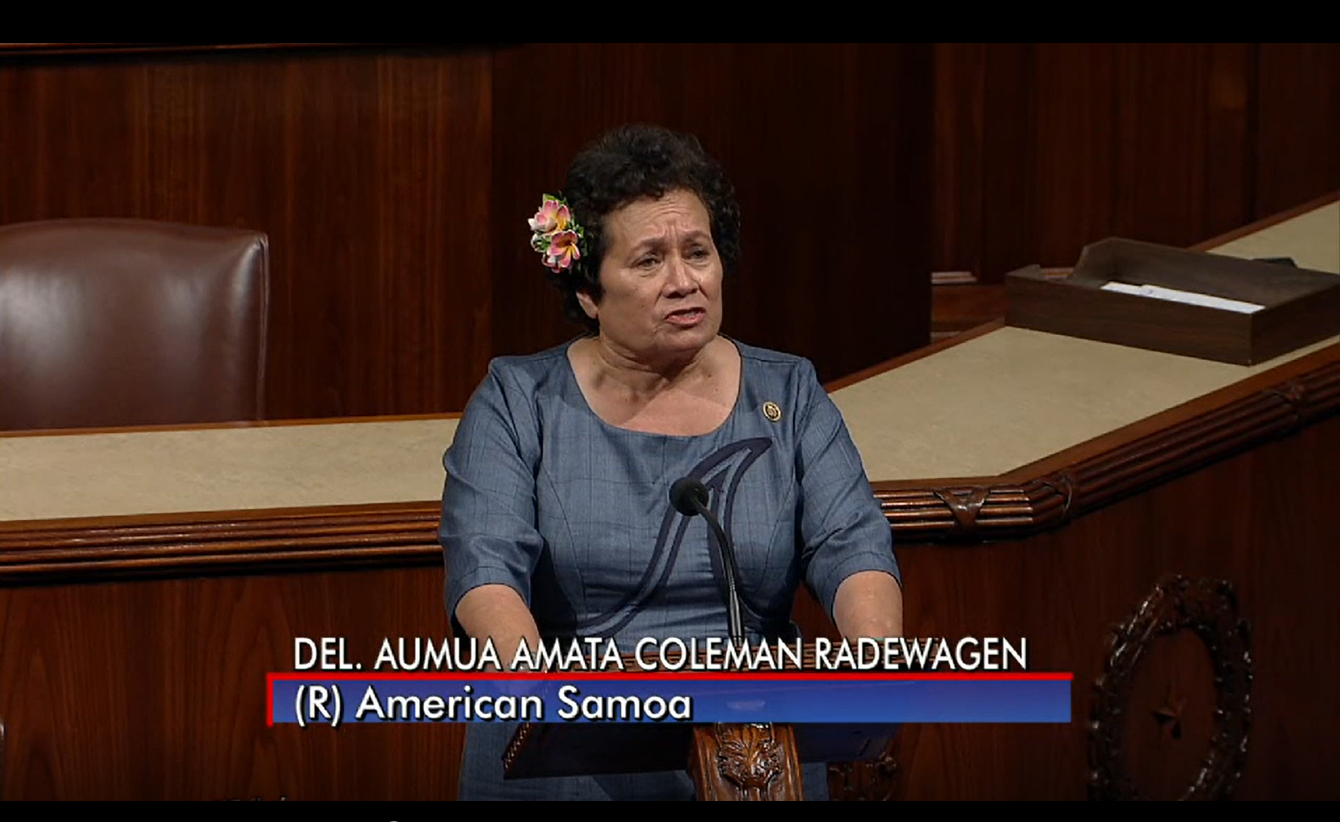 Congresswoman Amata speaking in Congress