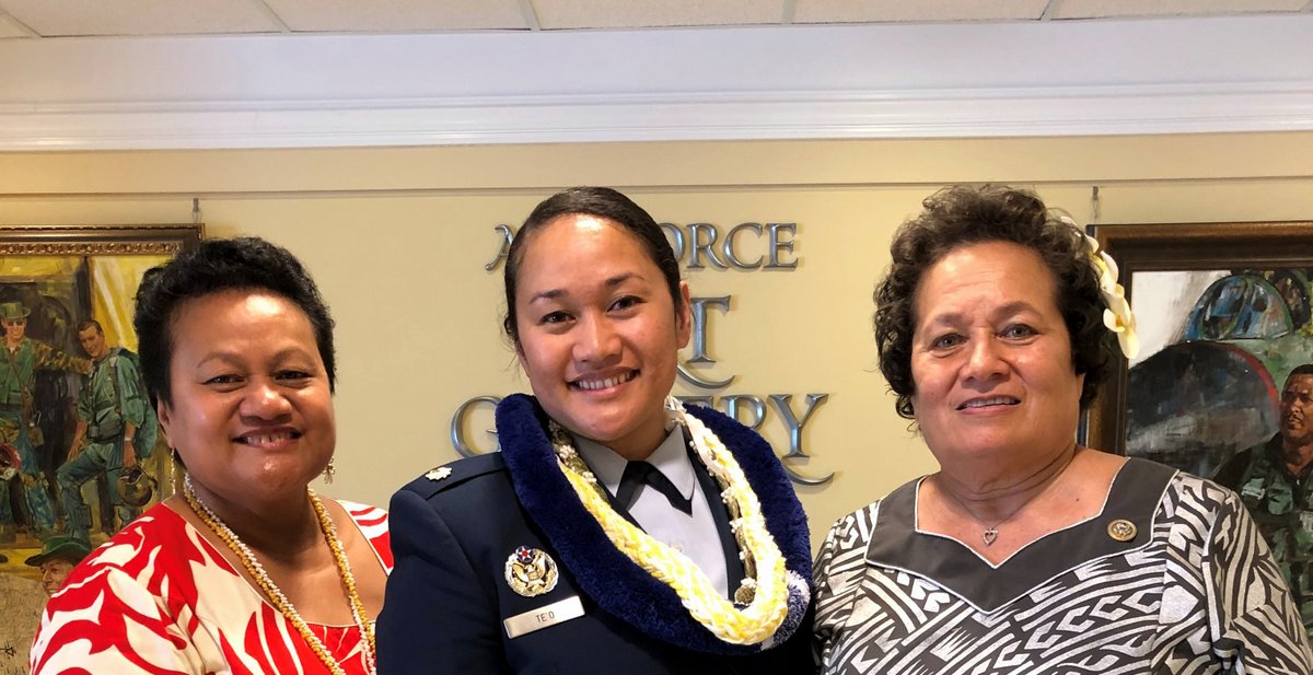 Congresswoman Amata with Major Te'o and her mother Epenesa Jennings at the USAF promotion ceremony at the Pentagon