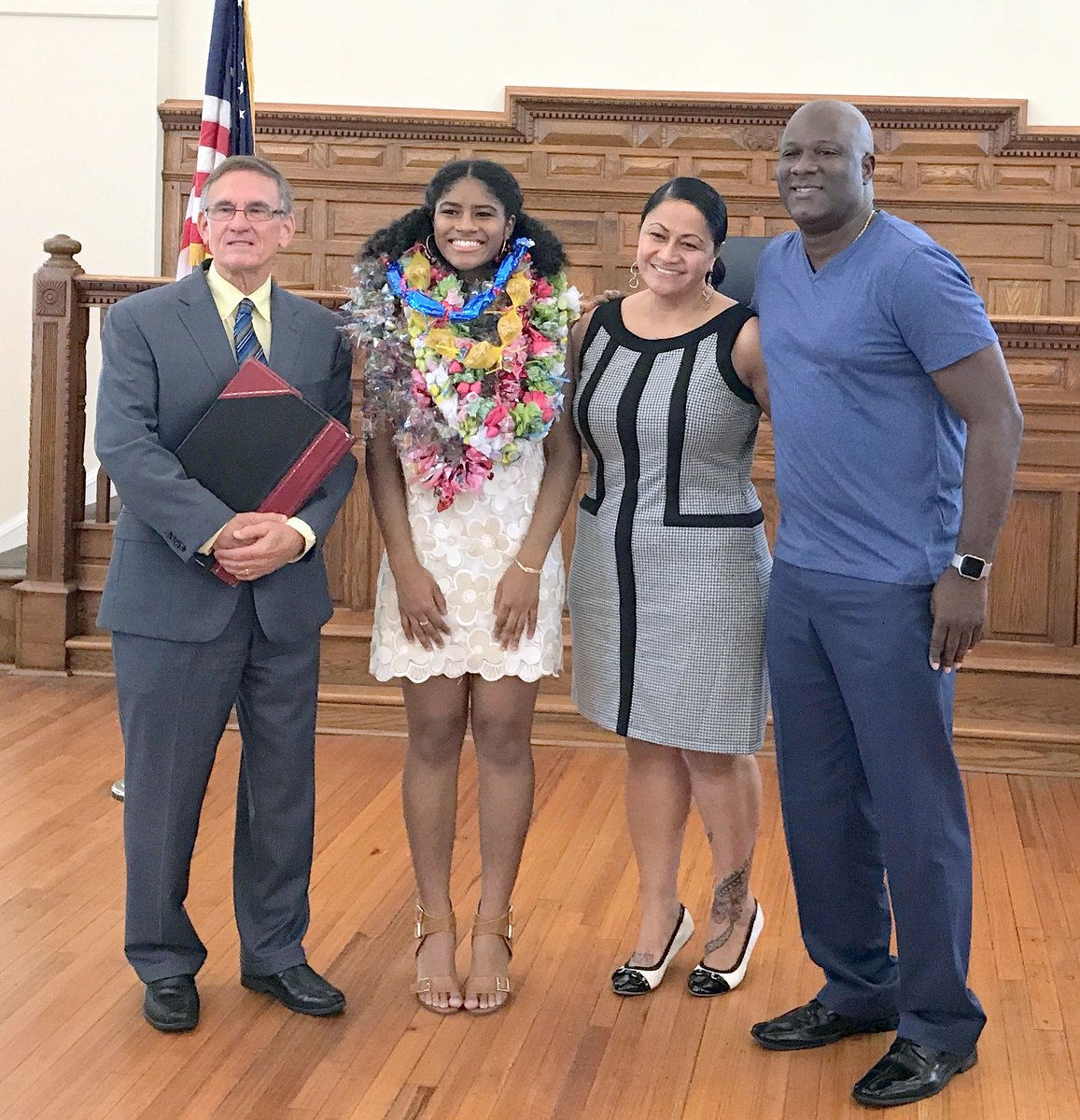 Lusia Cole with Parents and Judge